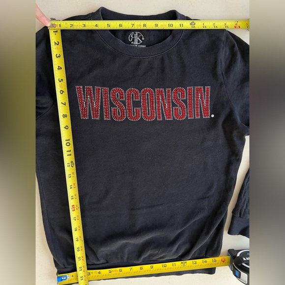 Wisconsin Badgers Long Sleeve Crewneck with Rhinestones | Recycled Karma | M/L - Picture 13 of 15